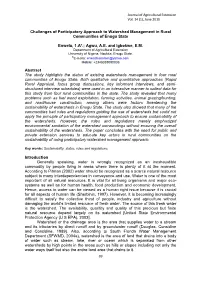 Challenges of Participatory Approach to Watershed Management in Rural Communities of Enugu State