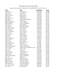 Marriage Record Index 1922-1938 Images Can Be Accessed in the Indiana Room