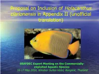 Proposal on Inclusion of Holacanthus Clarionensis in Appendix II (Unofficial Translation)