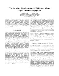 The Ontology Web Language (OWL) for a Multi-Agent Understating