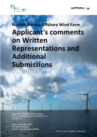 Applicant's Comments on Written Representations and Additional Submissions