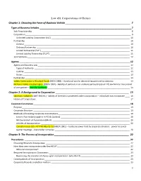 Chapter 1: Choosing the Form of Business