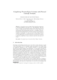 Completing Terminological Axioms with Formal Concept Analysis