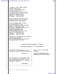 CONSENT DECREE and PERMANENT INJUNCTION Re