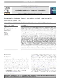Design and Evaluation of Dynamic Text-Editing Methods Using Foot Pedals