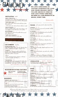 Dinner Menu Front 10-18-18