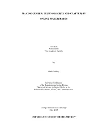 Making Gender: Technologists and Crafters In