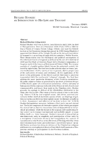 Rıchard Hooker: an Introductıon to Hıs Lıfe and Thought Torrance KIRBY