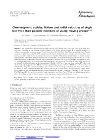 Astronomy & Astrophysics Chromospheric Activity, Lithium And