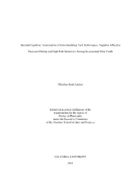 Beyond Cognition: Examination of Iowa Gambling Task Performance, Negative Affective