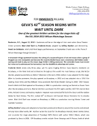 Geva's 42 Season Begins with Wait Until