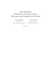 Online Appendix for Misallocation in the Market for Inputs: Enforcement and the Organization of Production