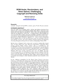 ROM Hacks, Randomizers, and Retro Games: Challenging Copyright and Remixing Zelda