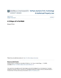 A Critique of in Re Bilski