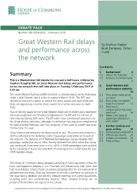 Great Western Rail Delays and Performance Across the Network That Will Take Place on Tuesday 5 February 2019 at 2