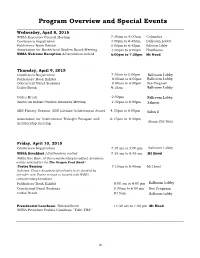 Program Overview and Special Events