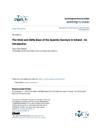The Work and Skills Base of the Quantity Surveyor in Ireland - an Introduction