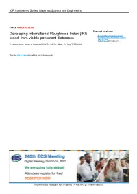 Developing International Roughness Index (IRI) Model from Visible Pavement Distresses