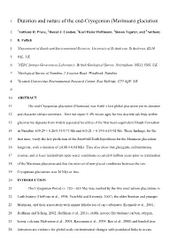 Duration and Nature of the End-Cryogenian (Marinoan) Glaciation