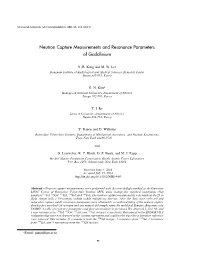 Neutron Capture Measurements and Resonance Parameters of Gadolinium