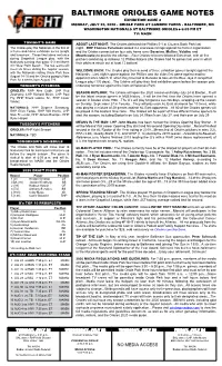 Orioles Game Information • August 26, 2008