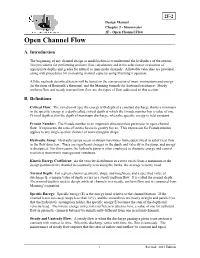 Section 2F-2 - Open Channel Flow