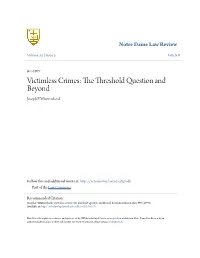 Victimless Crimes: the Threshold Question and Beyond Joseph F