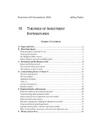 15 Theories of Investment Expenditures