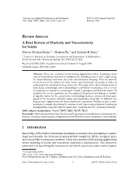 A Brief Review of Elasticity and Viscoelasticity for Solids 1