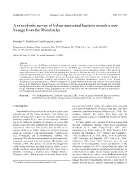 A Microbiotic Survey of Lichen-Associated Bacteria Reveals a New Lineage from the Rhizobiales