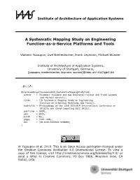 A Systematic Mapping Study on Engineering Function-As-A-Service Platforms and Tools