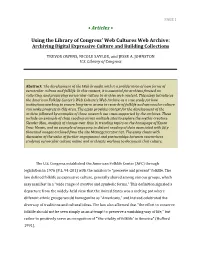 • Articles • Using the Library of Congress' Web Cultures Web