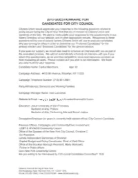 Candidate Questionnaire