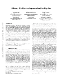 Hillview: a Trillion-Cell Spreadsheet for Big Data