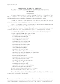 List of the Animal Toxins Intended to Be Controlled Under Section 19 B.E