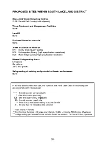 Proposed Sites Within South Lakeland District