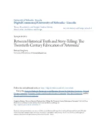 The Twentieth-Century Fabrication of “Artemisia” Britiany Daugherty University of Nebraska-Lincoln, Britianyd@Gmail.Com