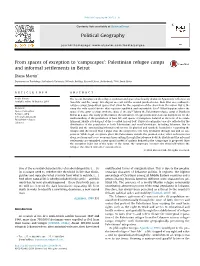 Campscapes': Palestinian Refugee Camps and Informal Settlements In