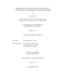 Making It up As You Go: Racial Policy in the Canadian Military During the Two World Wars