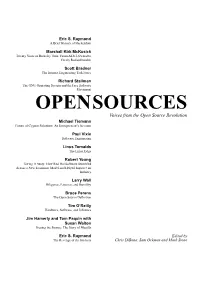 OPENSOURCES Voices from the Open Source Revolution Michael Tiemann Future of Cygnus Solutions: an Entrepreneur’S Account