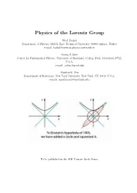 Physics of the Lorentz Group