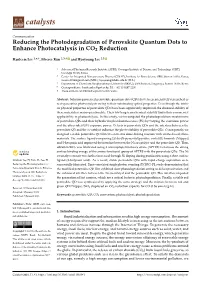 Reducing the Photodegradation of Perovskite Quantum Dots to Enhance Photocatalysis in CO2 Reduction