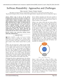 Software Reusability: Approaches and Challenges
