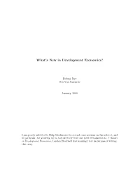 What's New in Development Economics?