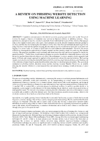 A Review on Phishing Website Detection Using Machine Learning