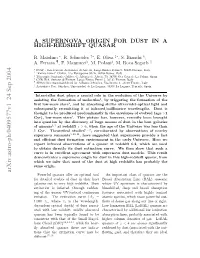 A Supernova Origin for Dust in a High-Redshift Quasar