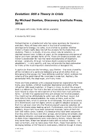 Evolution: Still a Theory in Crisis by Michael Denton, Discovery Institute