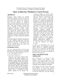 Open Architecture Machinery Control System
