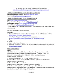Opportunities, Actions, Additional Resources
