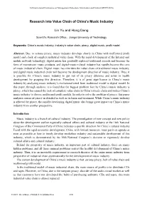 Research Into Value Chain of China's Music Industry Lin Yu and Hong Deng